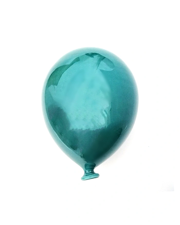 Palloncino Blu Pavone H. 15 cm in Ceramica