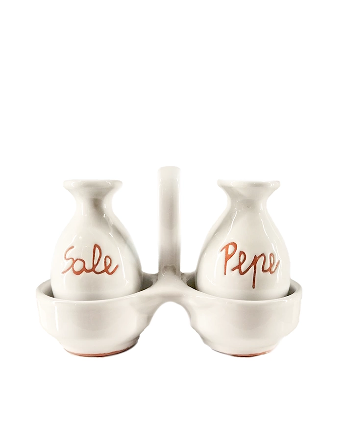Set Portasale e Portapepe H. 8 cm in Ceramica