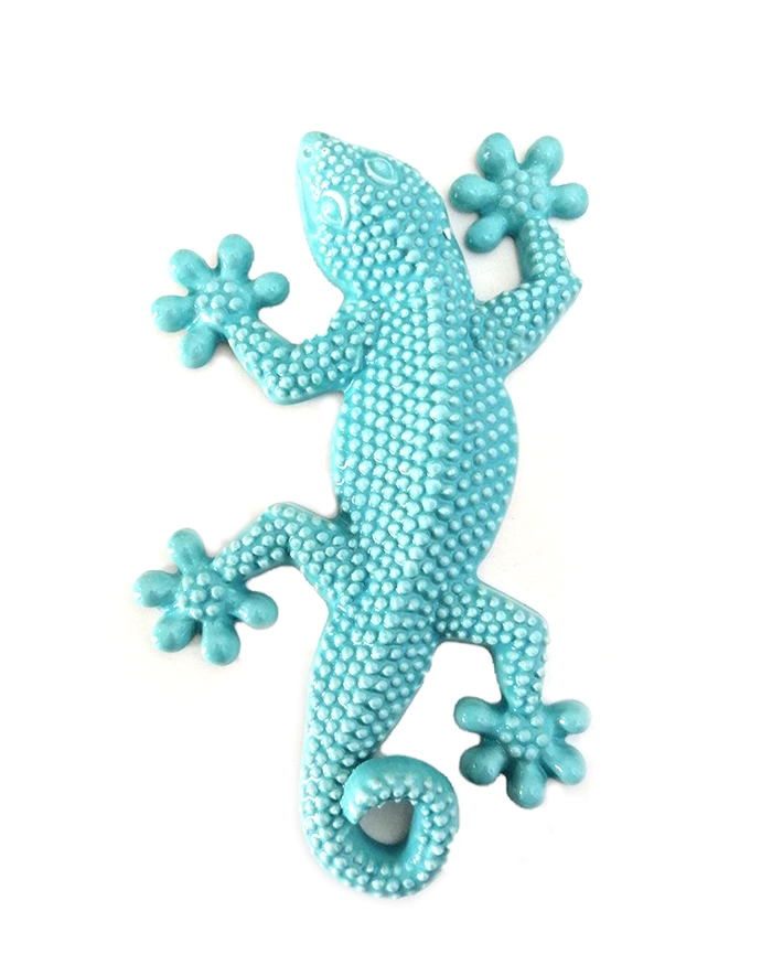 Geco Verde Acqua H. 22 cm in Ceramica