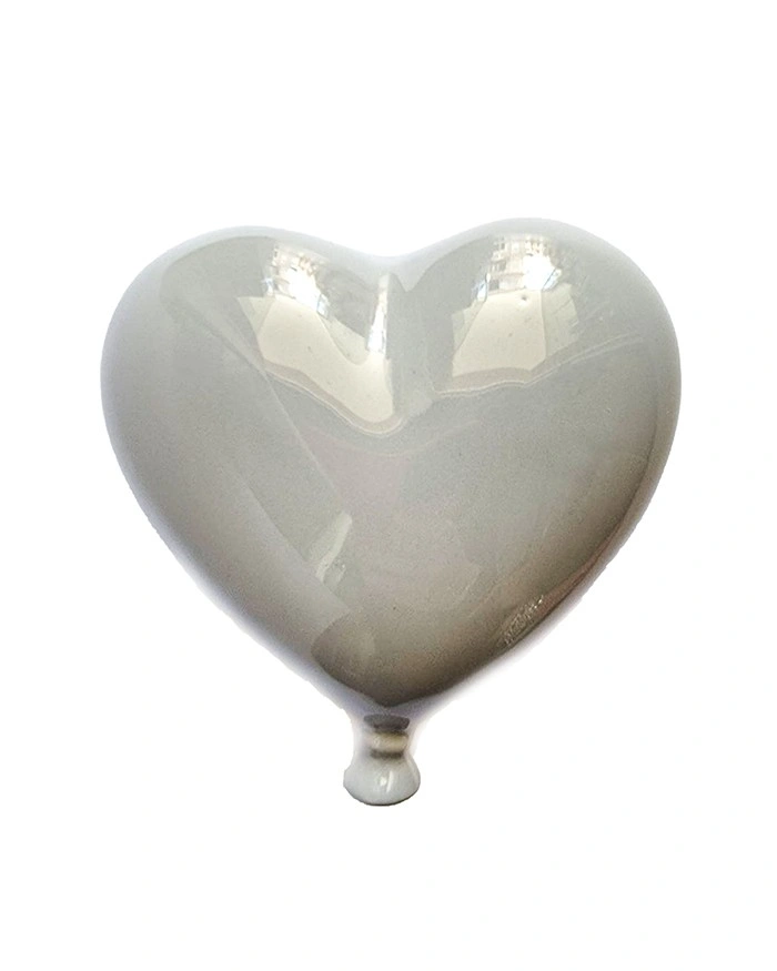 Palloncino Cuore Grigio H. 15-16 cm in Ceramica