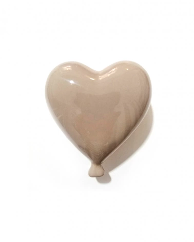 Palloncino Cuore Tortora H. 12 cm in Ceramica