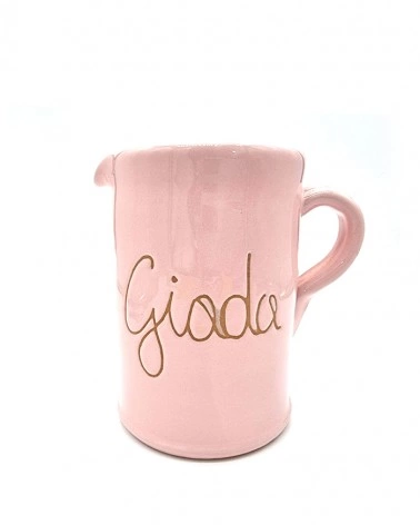 Portapenne Rosa Personalizzato "Giada" H. 14-15 cm in Ceramica