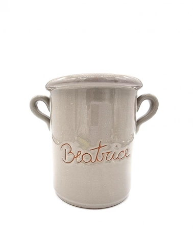 Capasa Liscia Grigia Personalizzata "Beatrice" H. 13 cm