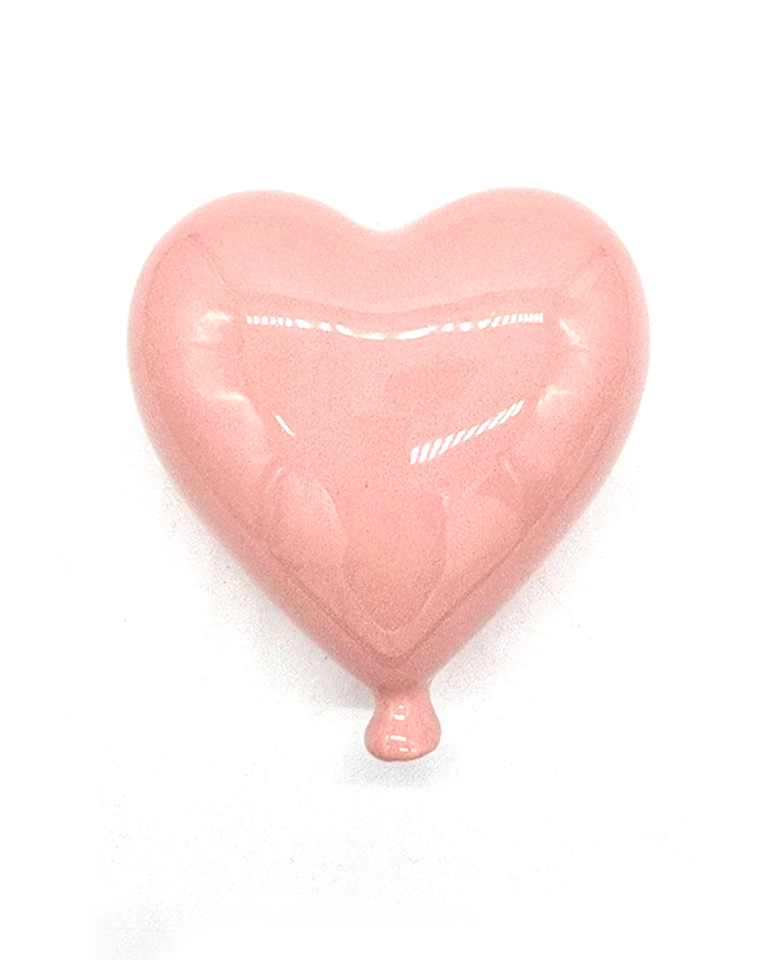 Palloncino Cuore Rosa H. 12 cm in Ceramica