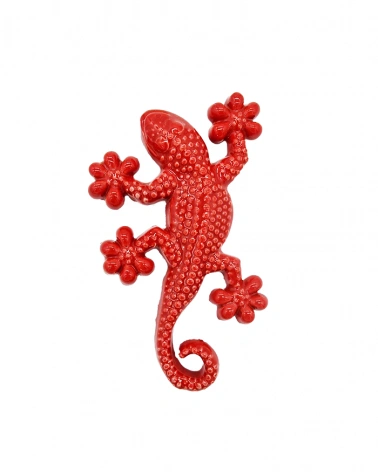 Geco Rosso H. 11 cm in Ceramica