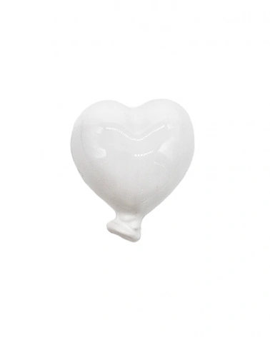 Palloncino Cuore Bianco con Magnete H. 6 cm in Ceramica