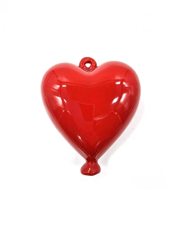 Palloncino Cuore Rosso con Gancio H. 13 cm in Ceramica
