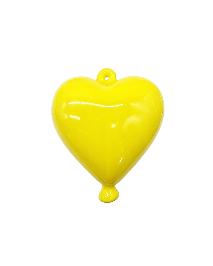 Palloncino Cuore Giallo con Gancio H. 13 cm in Ceramica