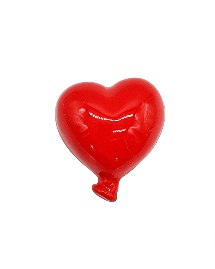 Palloncino Cuore Rosso con Magnete H. 6 cm in Ceramica