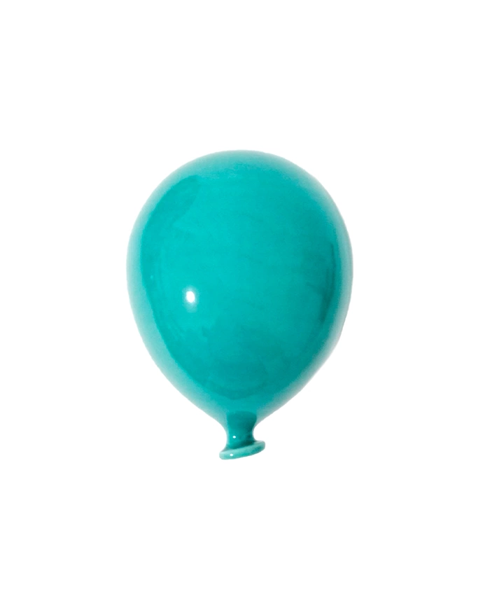 Palloncino Blu Pavone H. 13 cm in Ceramica