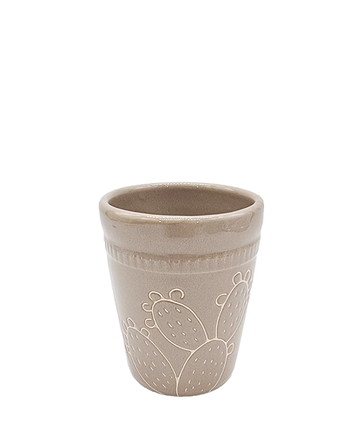 Vaso Portapianta Tortora Incisione Pala di Fico d'India H. 10 cm