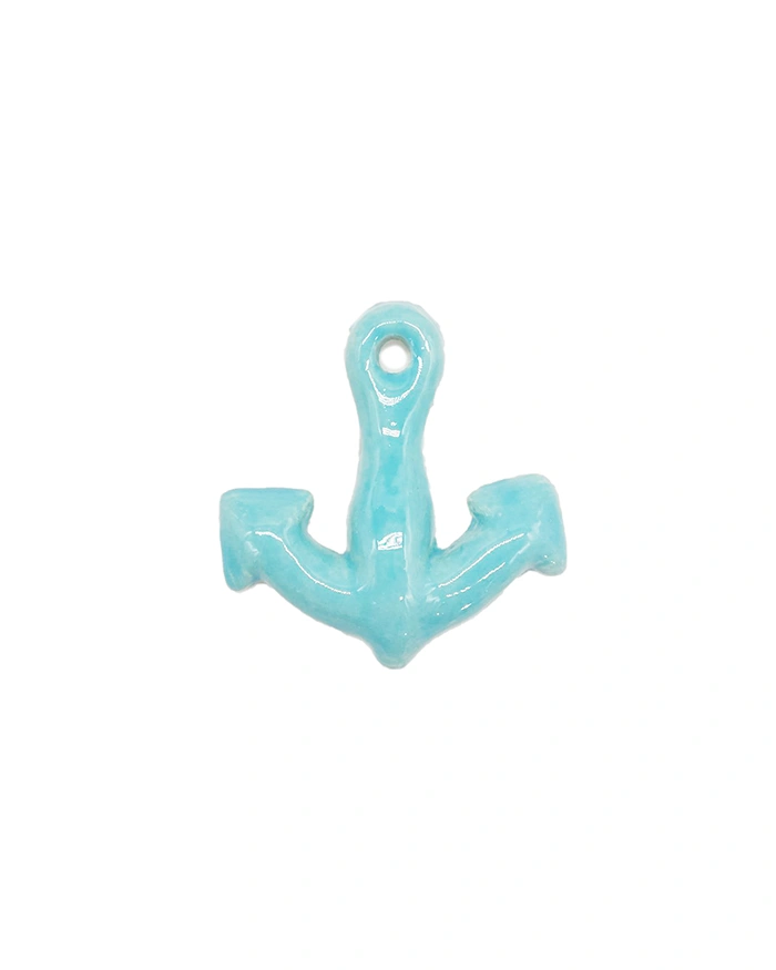 Ancora Verde Acqua con Magnete H. 6 cm in Ceramica