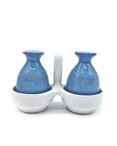 Set Portasale e Portapepe Avion H. 10 cm in Ceramica