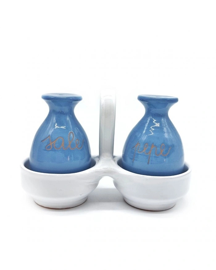 Set Portasale e Portapepe Avion H. 10 cm in Ceramica