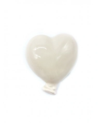 Palloncino Cuore Beige con Magnete H. 6 cm in Ceramica