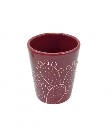 Vaso Portapianta Bordeaux Pala di Fico d'India H. 10 cm