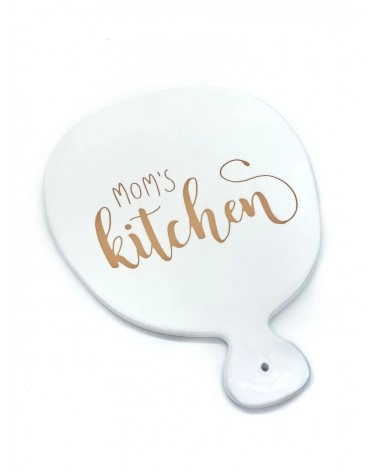 Tagliere Bianco Incisione "Mom's kitchen" scritta doppia H. 25 cm in Ceramica