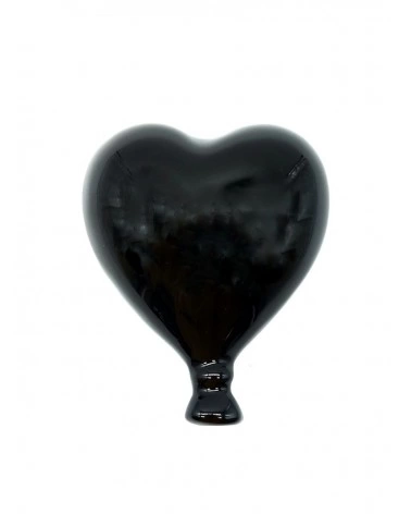 Palloncino Cuore Nero H. 12 cm in Ceramica