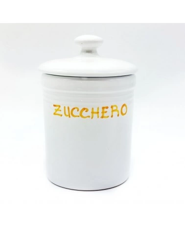 Barattolo Bianco H. 17 cm Zucchero Scritta Gialla