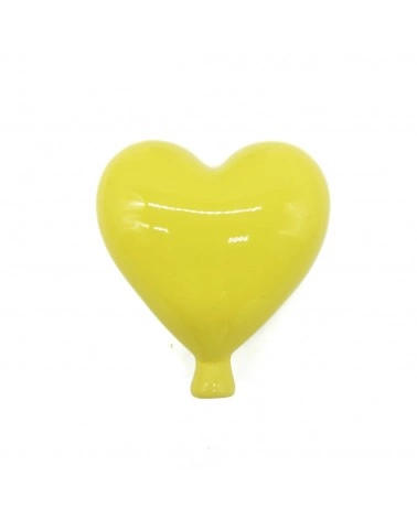 Palloncino Cuore Giallo H. 8-9 cm in Ceramica