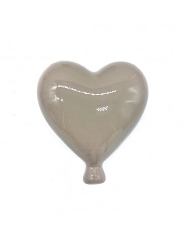 Palloncino Cuore Tortora H. 8-9 cm in Ceramica