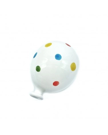 Palloncino Bianco con Pois Colorati H. 8 cm in Ceramica