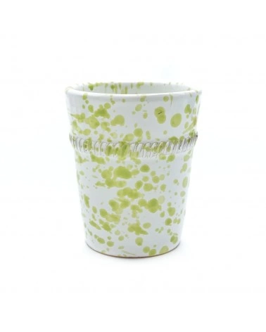 Vaso Portapianta Verde Lime Con Decoro H. 10 cm