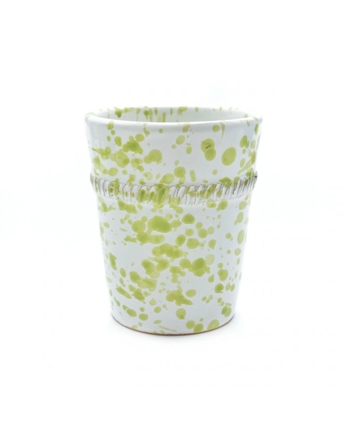 Vaso Portapianta Verde Lime Con Decoro H. 10 cm