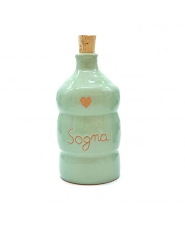 Bottiglia Verde Acqua "Sogna" Decoro Cuore 250 ml in Ceramica