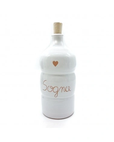 Bottiglia Bianca 500 ml "Sogna" Decoro Cuore in Ceramica
