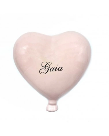 Palloncino Cuore Rosa Gaia H. 15-16 cm in Ceramica